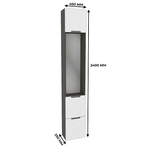 Шкаф завершающий с обувницей и зеркалом, фасады в эмали LE250