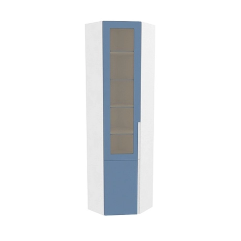 Шкаф угловой книжный со стеклом, фасады в эмали LE247 с подсветкой