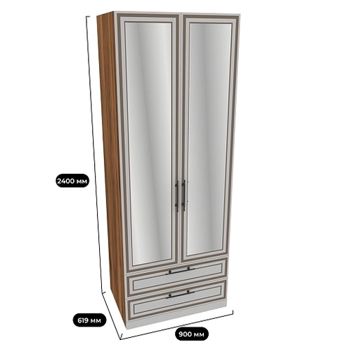 Шкаф двухдверный с ящиками с зеркалом A211.60Z