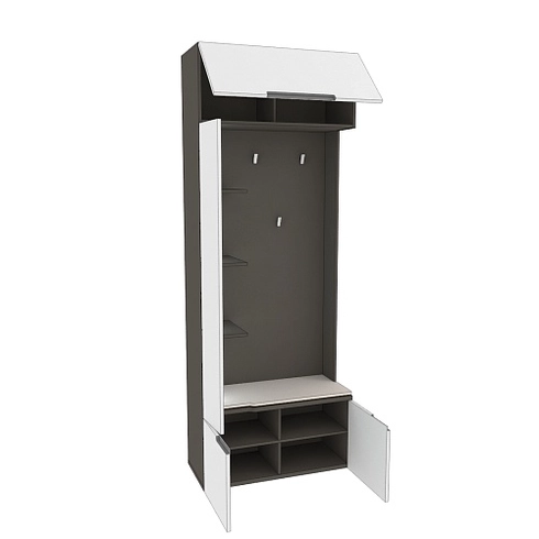 Секция с вешалкой и полками с подсветкой, фасады в эмали LE409 L/R