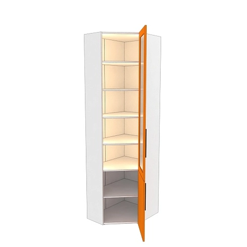 Шкаф угловой книжный со стеклом разносторонний с подсветкой L247.44 L/R