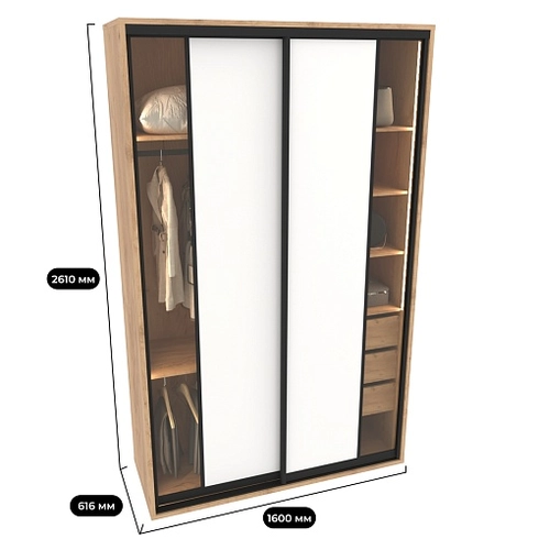 Шкаф-купе ХG160.60-1, профиль INTEGRO, фасад МДФ/стекло прозрачное