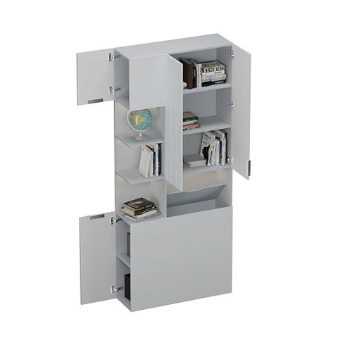 Шкаф с нишей с подсветкой, фрезерованные фасады в эмали LE212.3-90