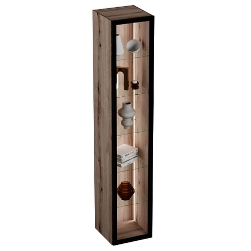 Шкаф со стеклянными фасадом полки стекло с подсветкой R220.1