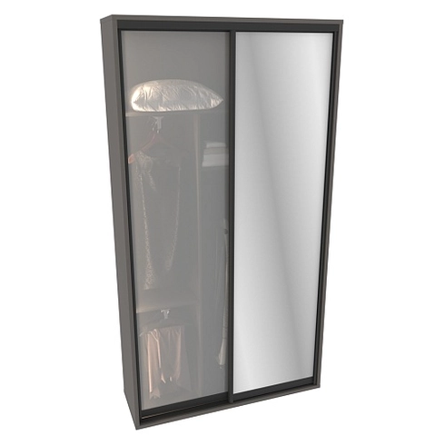 Шкаф-купе ХG140.45-3, профиль INTEGRO, фасад зеркало серебро/стекло Сатинато белое