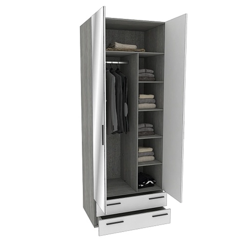 Шкаф двустворчатый с ящиками с зеркалом LG-211.60Z