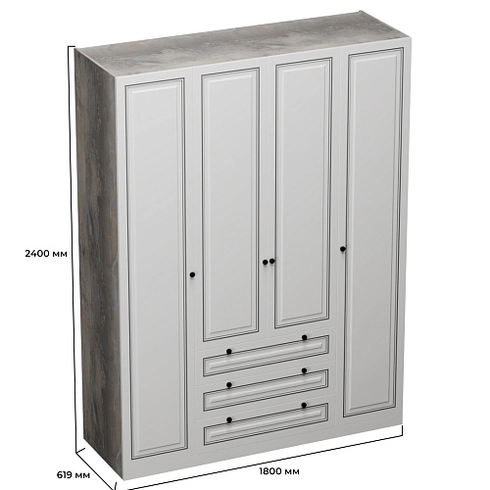 Шкаф четырехдверный для одежды с зеркалом A205-1.60Z