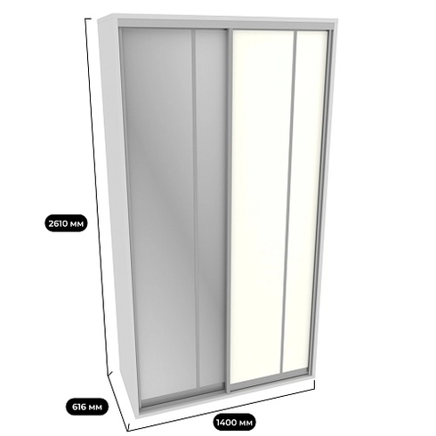 Шкаф-купе ХG140.60-2, профиль INTEGRO, фасад зеркало серебро/МДФ