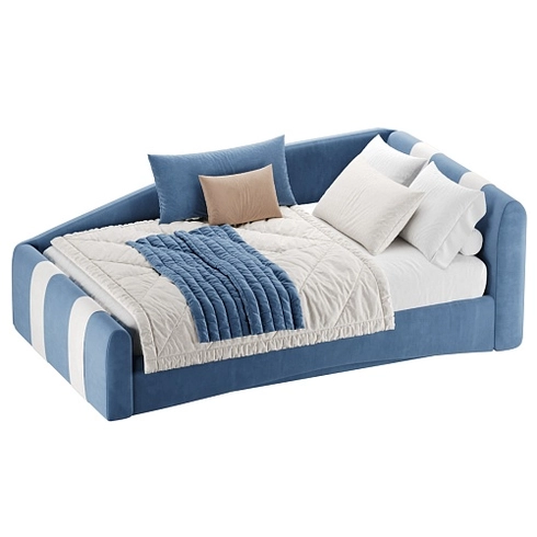 Кровать односпальная мягкая с ящиком для белья ТОКИО с полосками, 90x190