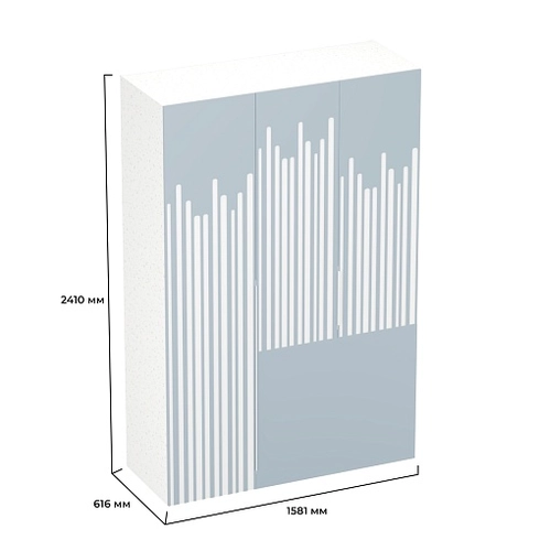 Шкаф двухдверный с фальш-стенкой и раздвижжными дверьми, фрезерованные фасады в эмали LE205 L/R
