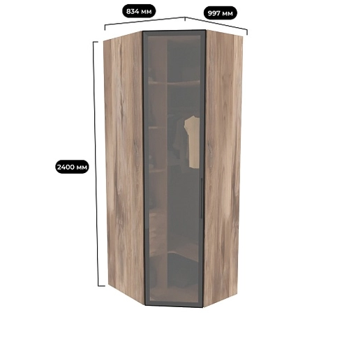 Шкаф угловой со стеклянным фасадом с подсветкой R218