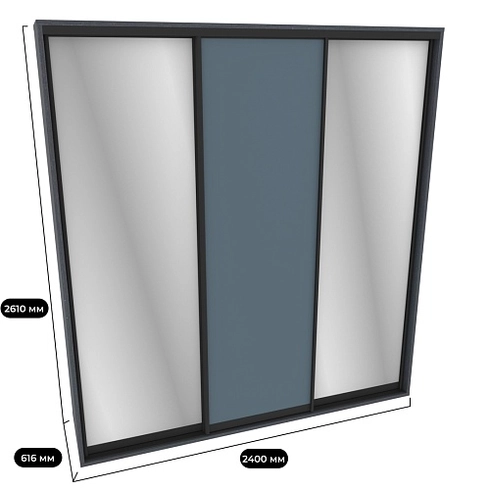 Шкаф-купе ХG240.60-1, профиль INTEGRO, фасад МДФ/зеркало серебро