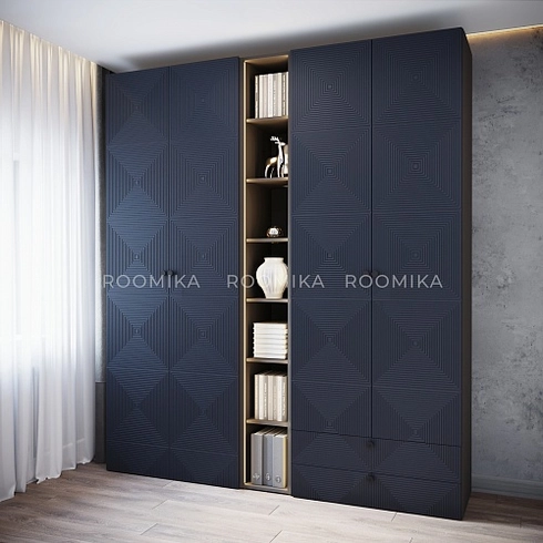 Шкаф 2 дверный с ящиками, фрезерованные фасады в эмали LE211.44