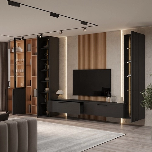 Шкаф навесной с подсветкой, фасады натуральный шпон LF275.350