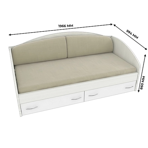Кровать односпальная с ящиками P902N, 90x190