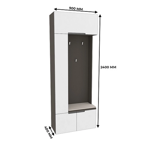 Секция с вешалкой и полками, фасады в эмали LE409 L/R