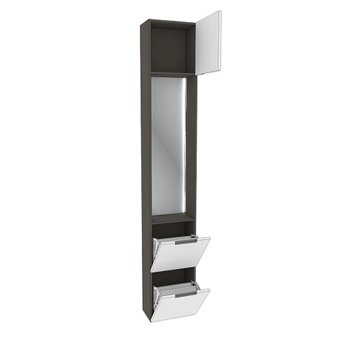 Шкаф завершающий с обувницей и зеркалом с подсветкой, фасады в эмали LE250