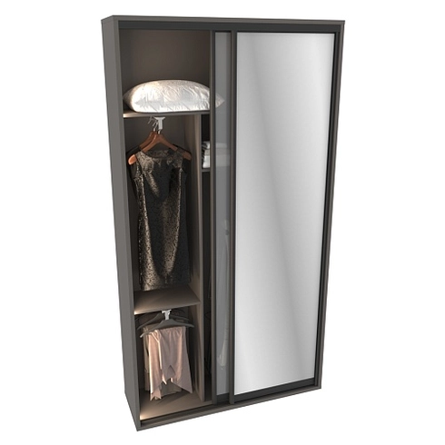 Шкаф-купе ХG140.45-3, профиль INTEGRO, фасад зеркало серебро/стекло Сатинато белое