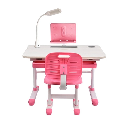 Комплект парта + стул Littonia Pink-w + лампа