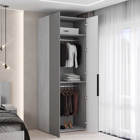 Шкаф 2 дверный, фрезерованные фасады в эмали LE210.60-1