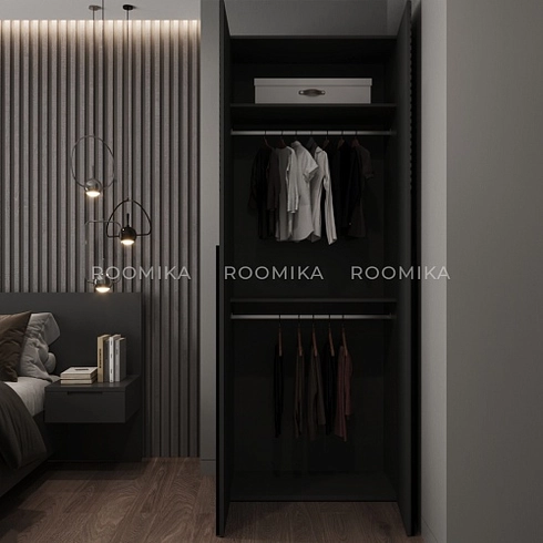 Шкаф двухдверный узкий, фрезерованные фасады в эмали LE210.44-1