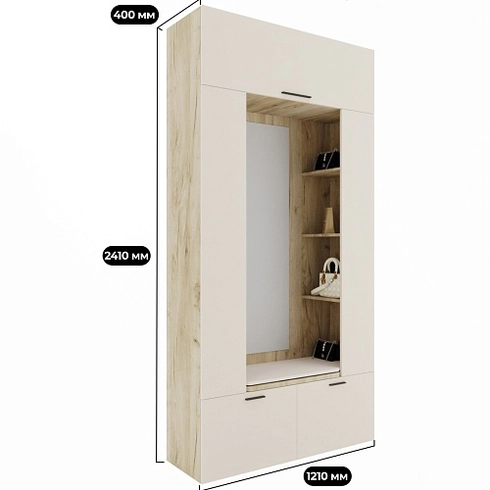 Секция с зеркалом, полками и мягким сиденьем L408