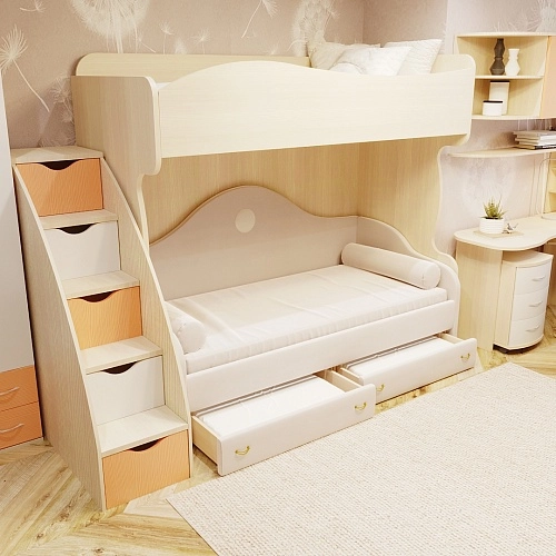 Кровать чердак с диваном для подростка девочки