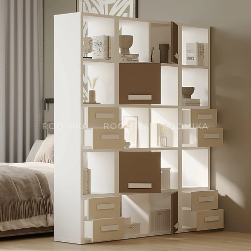 Стеллаж сквозной книжный на 15 ниш с ящиками E805,E810