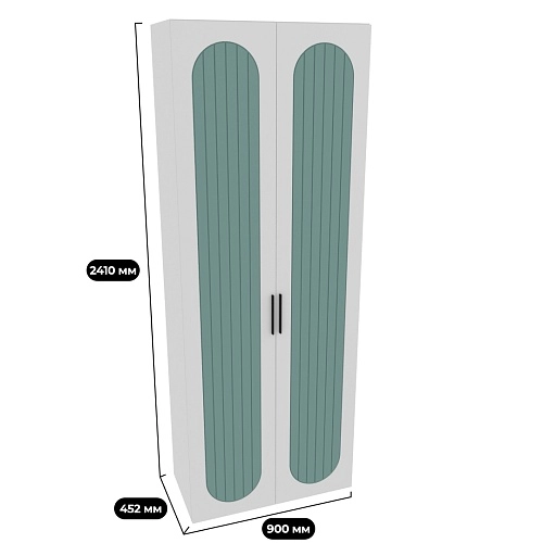 Шкаф двухдверный узкий, фрезерованные фасады в эмали LE210.44-1