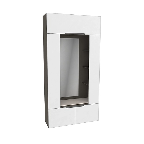 Секция с зеркалом и полками, фасады в эмали LE408