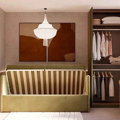 Кровать с подъемным механизмом и ящиком для белья ЛАЙН 1