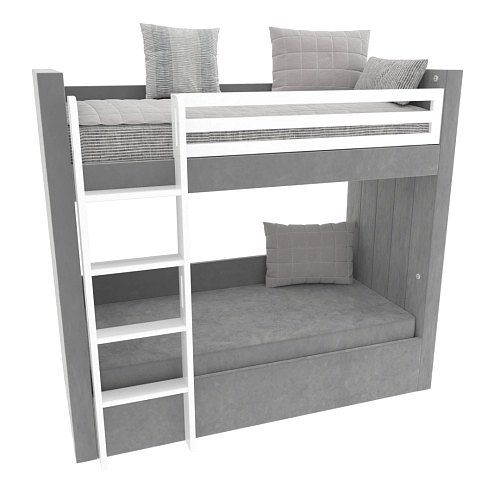 Кровать мягкая двухъярусная ДУО, белый L/R