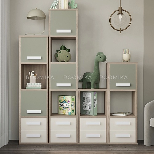 Cтеллаж сквозной книжный  с ящиками E802