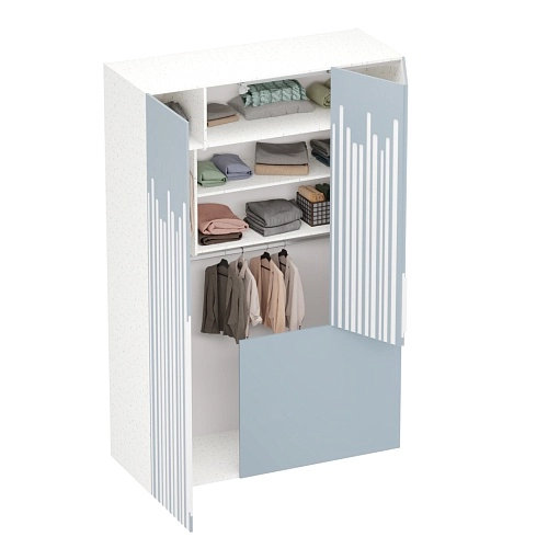 Шкаф двухдверный с фальш-стенкой и раздвижжными дверьми, фрезерованные фасады в эмали LE205 L/R