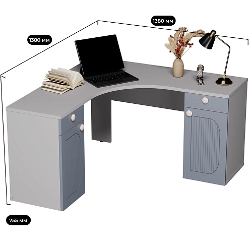Cтол угловой равносторонний, фрезерованные фасады в эмали LE716