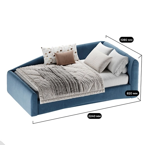 Кровать односпальная мягкая с ящиком для белья ТОКИО, 90x190