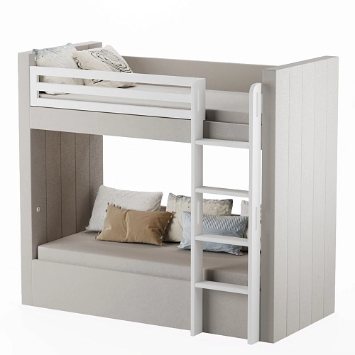 Кровать мягкая двухъярусная ДУО, белый L/R