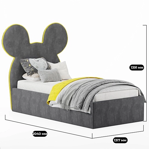 Кровать односпальная мягкая МИККИ с подъемным механизмом, 90x190