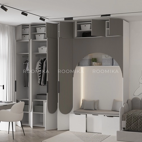 Шкаф для одежды, фрезерованные фасады в эмали LЕ251.60-2 L/R