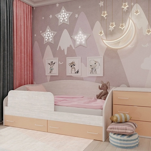 Кровать односпальная с ящиками и бортиком P902N, 90x190