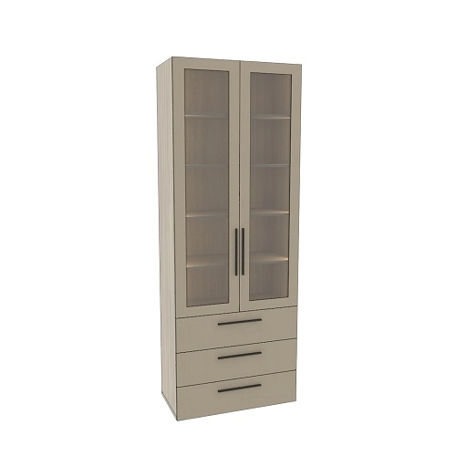 Шкаф книжный с тремя ящиками со стеклом L213S с подсветкой