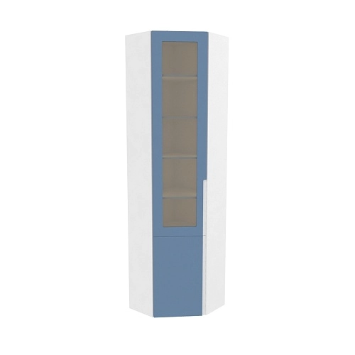 Шкаф угловой книжный со стеклом, фасады в эмали LE247 с подсветкой