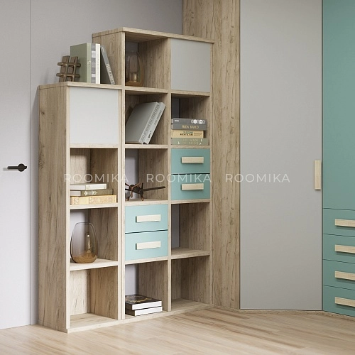 Cтеллаж сквозной книжный на 4 ниши с фасадом E804