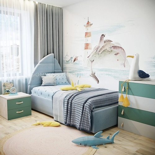 Кровать односпальная мягкая ПАРУС с подъемным механизмом, 90х200