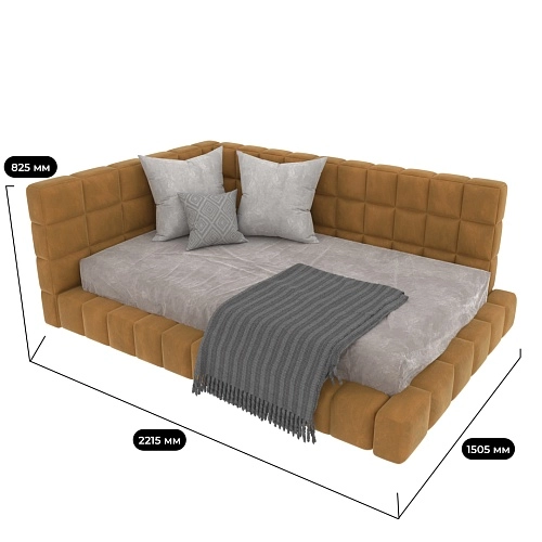 Кровать полутороспальная мягкая с ортопедической решеткой  КВАДРО, 120х200