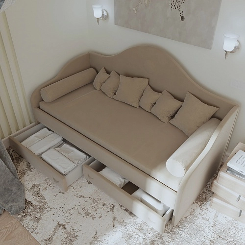 Мягкая кровать-диван с ящиками ФАБИО, 90х190