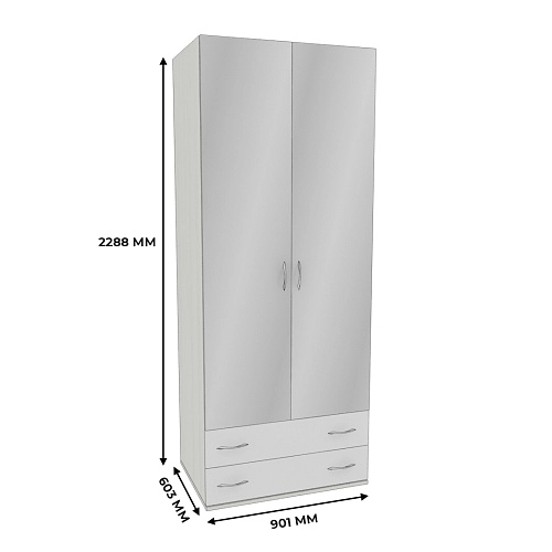 Шкаф 2 дверный с ящиками  и зеркалом P211.60Z