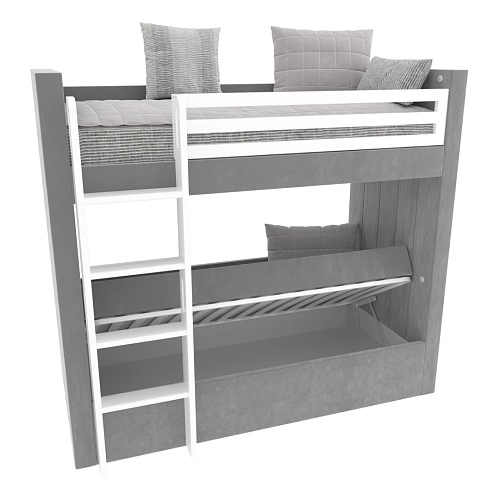 Кровать мягкая двухъярусная ДУО, белый L/R