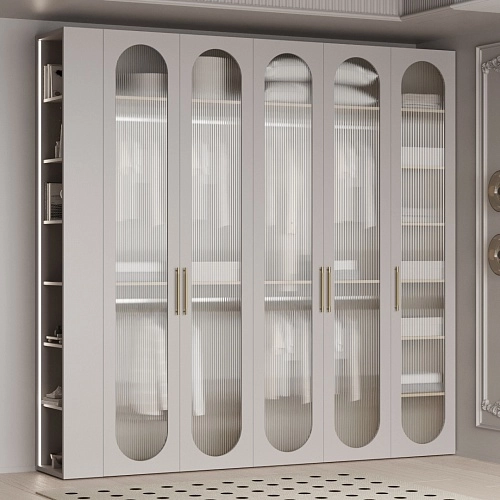 Шкаф двухдверный узкий, фрезерованные фасады в эмали LE210.44-1