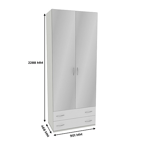 Шкаф 2 дверный с ящиками и зеркалом P211.45Z